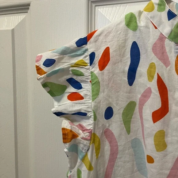 THML Abstract Print Flutter Sleeve Blouse Size S - Picture 6 of 9